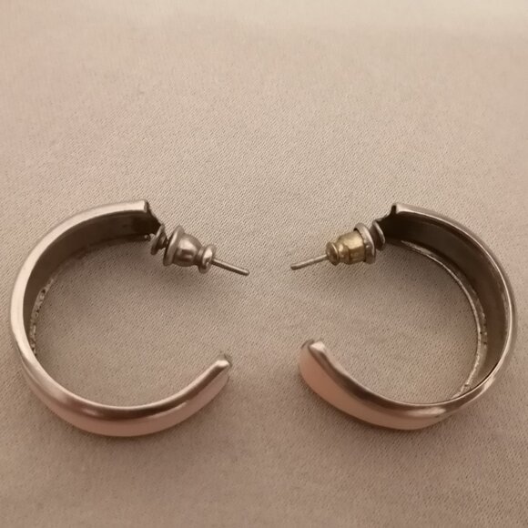 Vintage Hoop Earrings, Peach Enamel - Picture 4 of 5